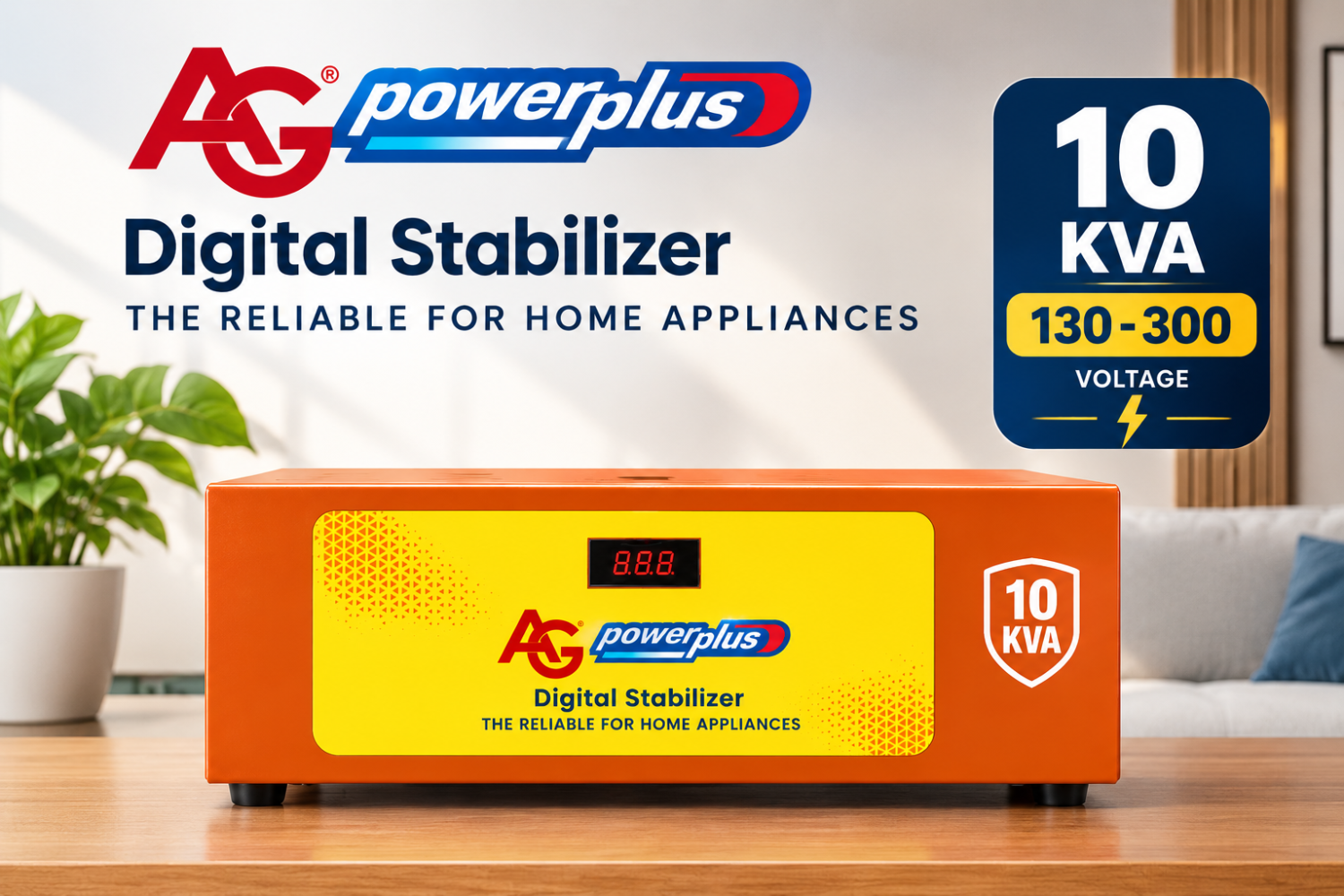 AG Power Plus 10kVA Mainline Voltage Stabilizer (130V–300V) Full Copper Wire