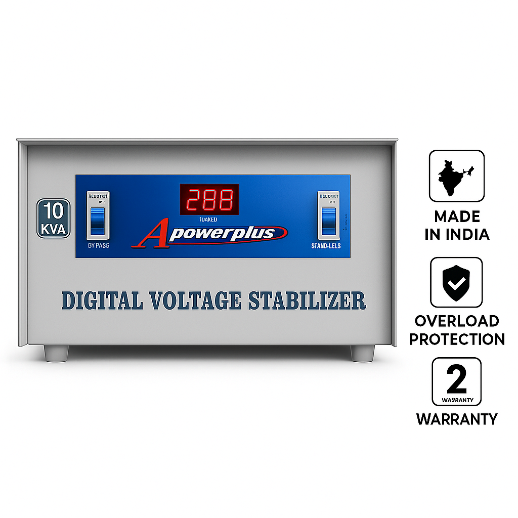 AG Power Plus Mainline Voltage Stabilizer for Home – 10 KVA, 8000W, 70V–320V Range | Heavy Duty | Digital Display | 2-Year Warranty